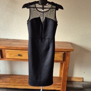 Enfocus Studio Black Plunge Sheath Midi Dress